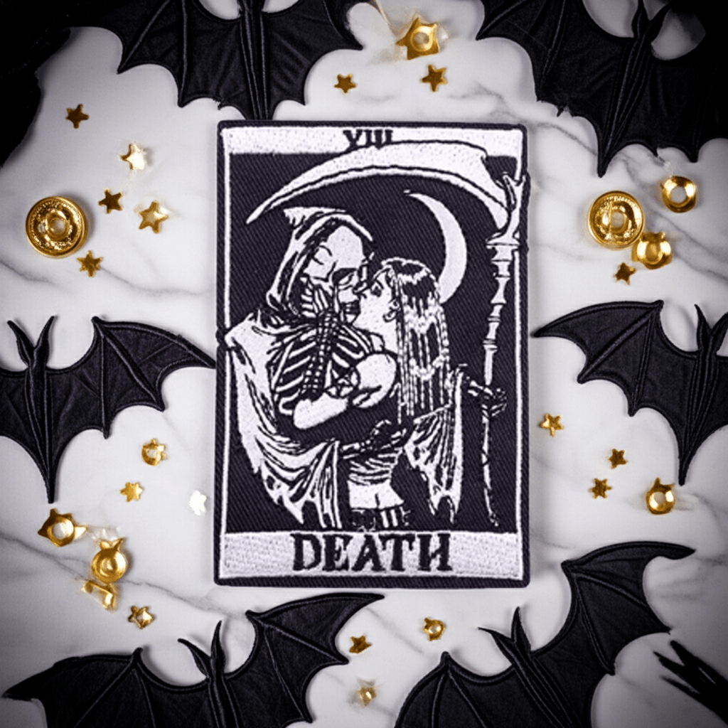 Death Kissing Tarot Iron On Patch - Ziya Blue