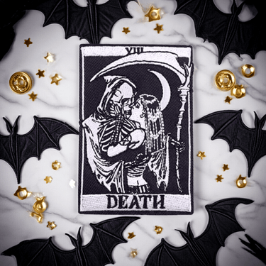 Death Kissing Tarot Iron On Patch - Ziya Blue