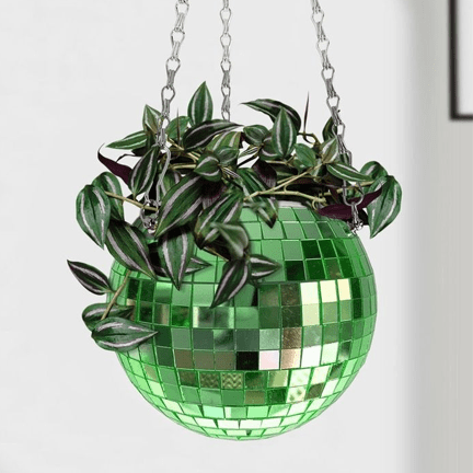 Disco Ball Hanging Planter - Green (6in) - Ziya Blue