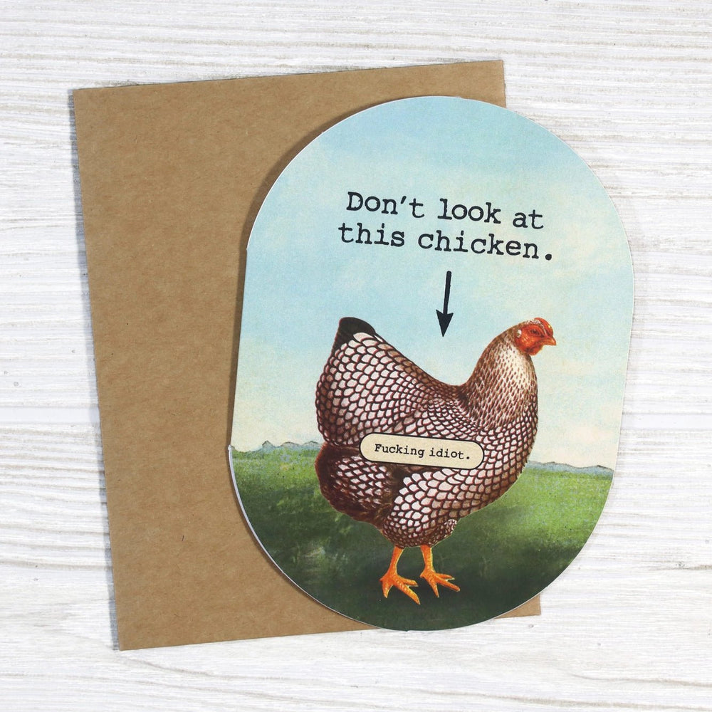 "Don't Look At This Chicken" Card - Ziya Blue
