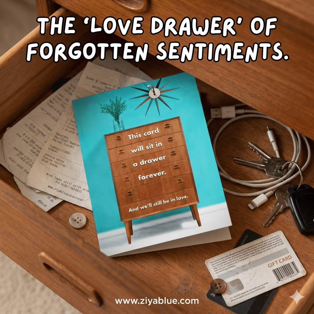 "Drawer Forever" Anniversary Card - Ziya Blue