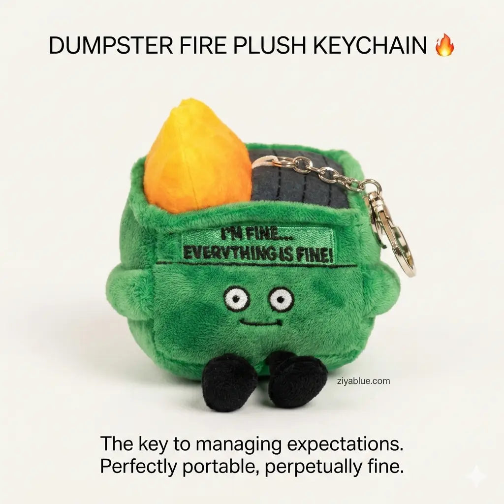 Dumpster Fire Plush Keychain 🔥 - Ziya Blue