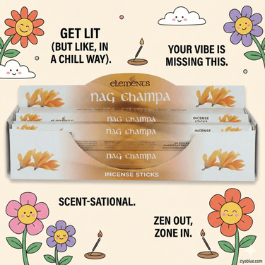 Elements Nag Champa Incense Sticks | The OG Scent of Zen - Ziya Blue