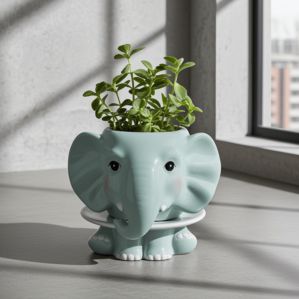 Elephant Footsie Planter - Ziya Blue