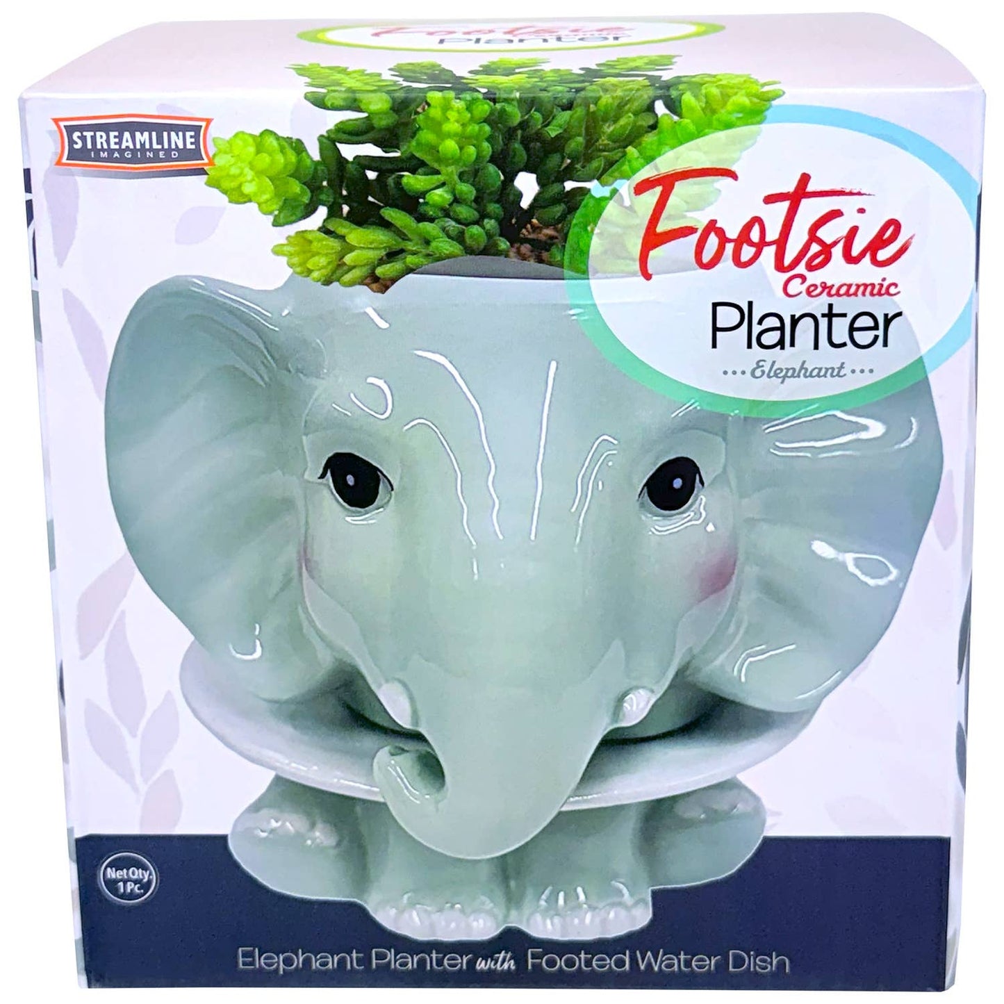 Elephant Footsie Planter - Ziya Blue