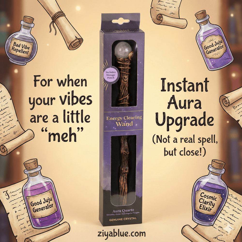 Energy Clearing Aura Quartz Wand - Ziya Blue