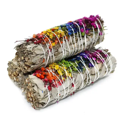 "Energy Wheel" Floral White Sage Stick - Ziya Blue