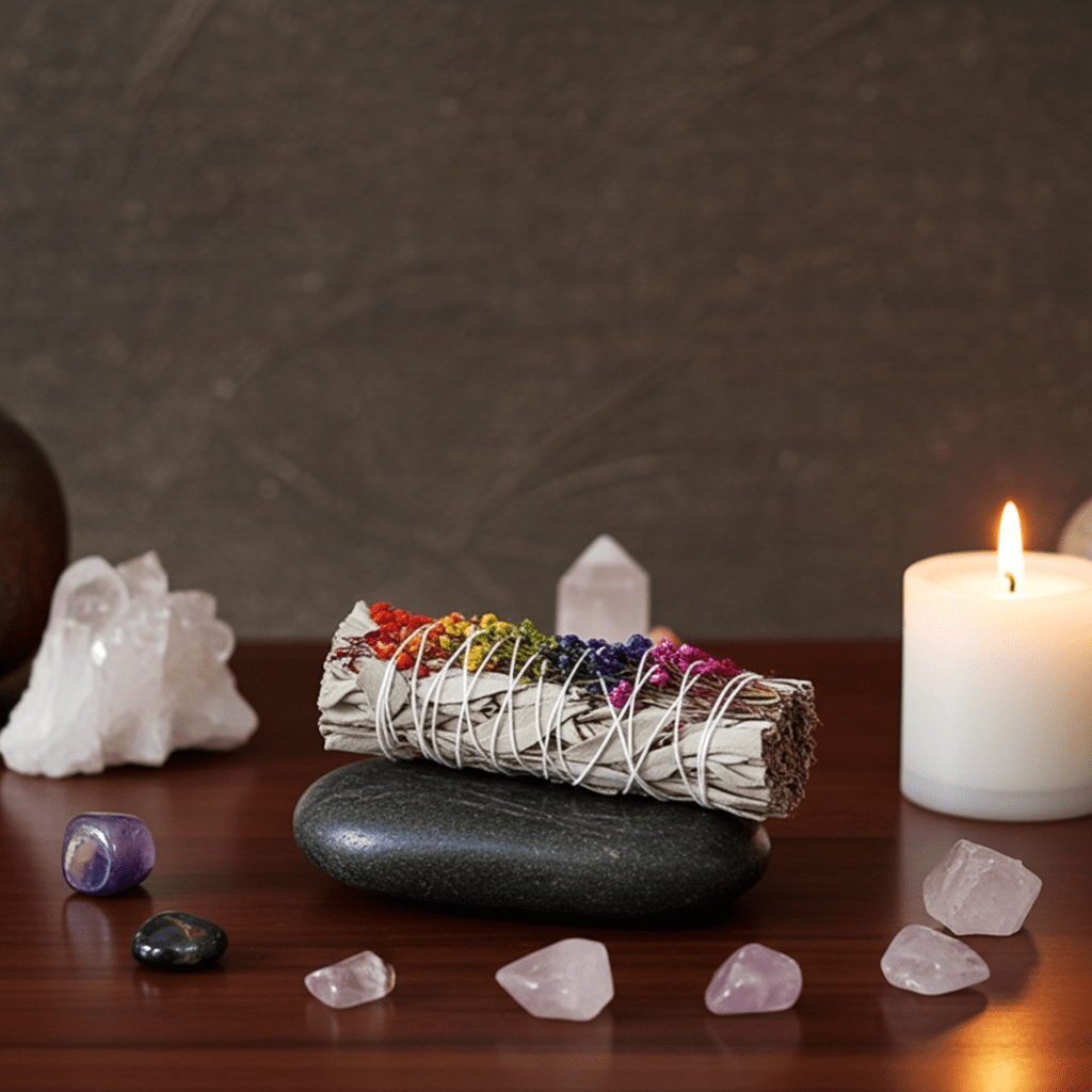 "Energy Wheel" Floral White Sage Stick - Ziya Blue