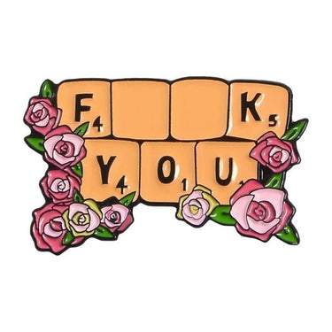 Floral Scrabble "F*ck You" Enamel Pin