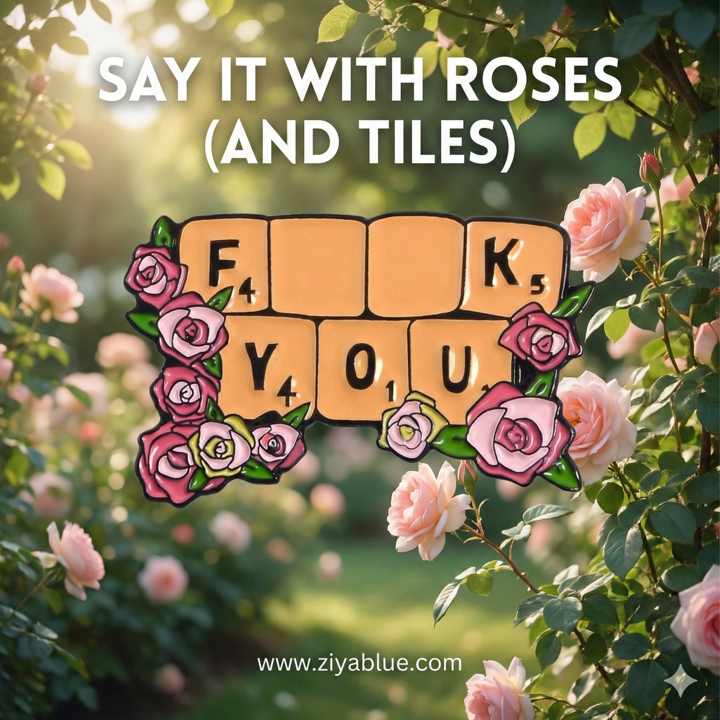 Floral Scrabble "F*ck You" Enamel Pin