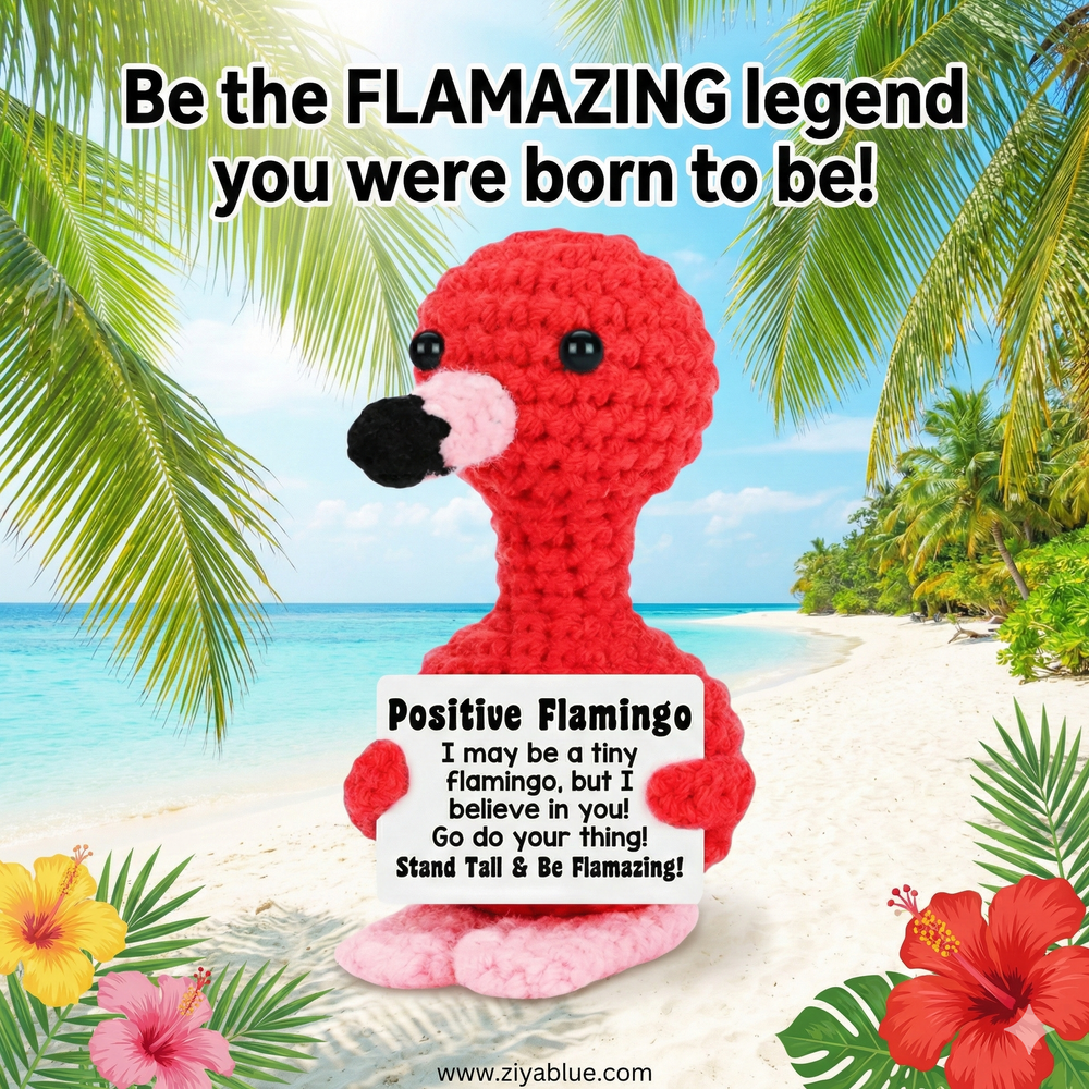 Flamingo of Positivity – Crochet Decor – Uplift Your Space - Ziya Blue
