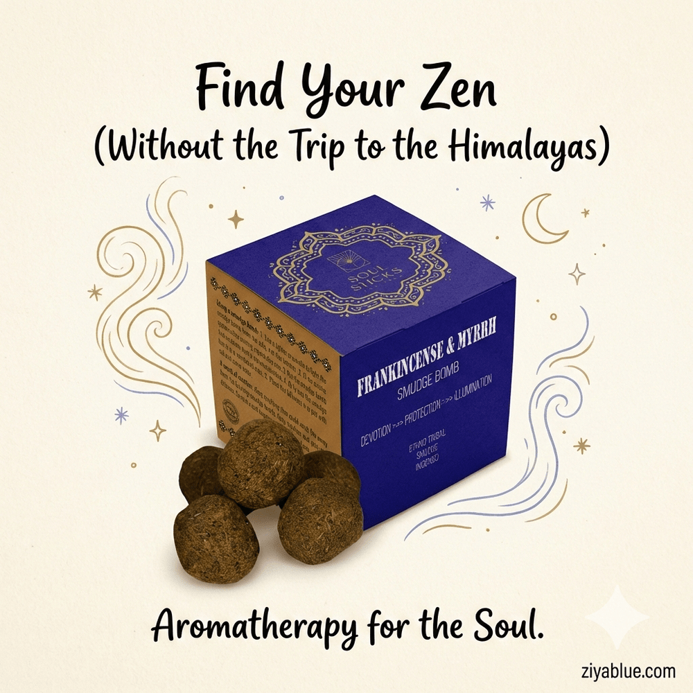 Frankincense & Myrrh Smudge Bombs with Burner 🌟✨ - Ziya Blue