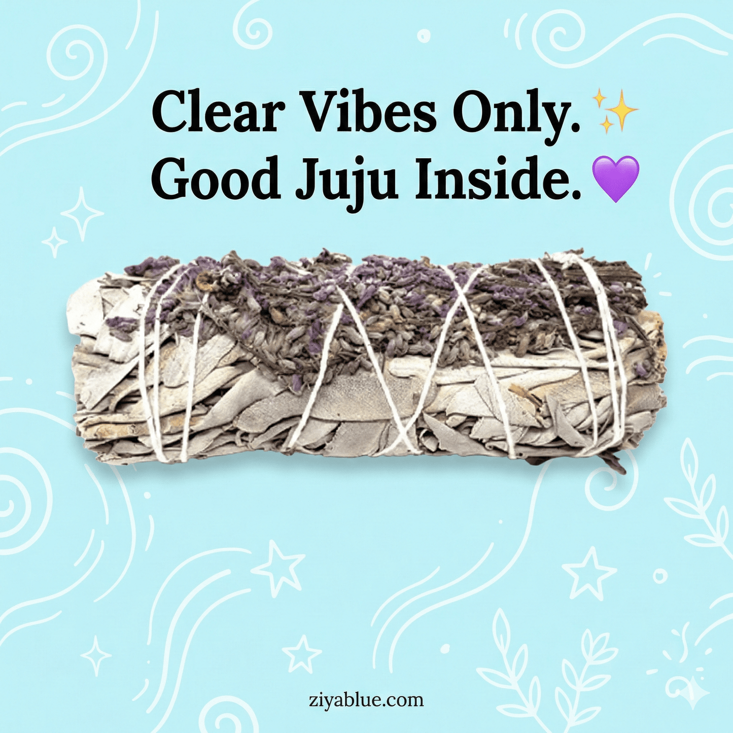 French Lavender & White Sage Smudge Stick 4" - Ziya Blue