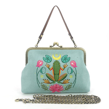 Frog in the Lily Pond Kiss Lock Bag 🐸 - Ziya Blue
