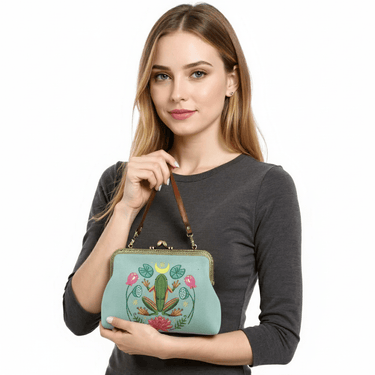 Frog in the Lily Pond Kiss Lock Bag 🐸 - Ziya Blue