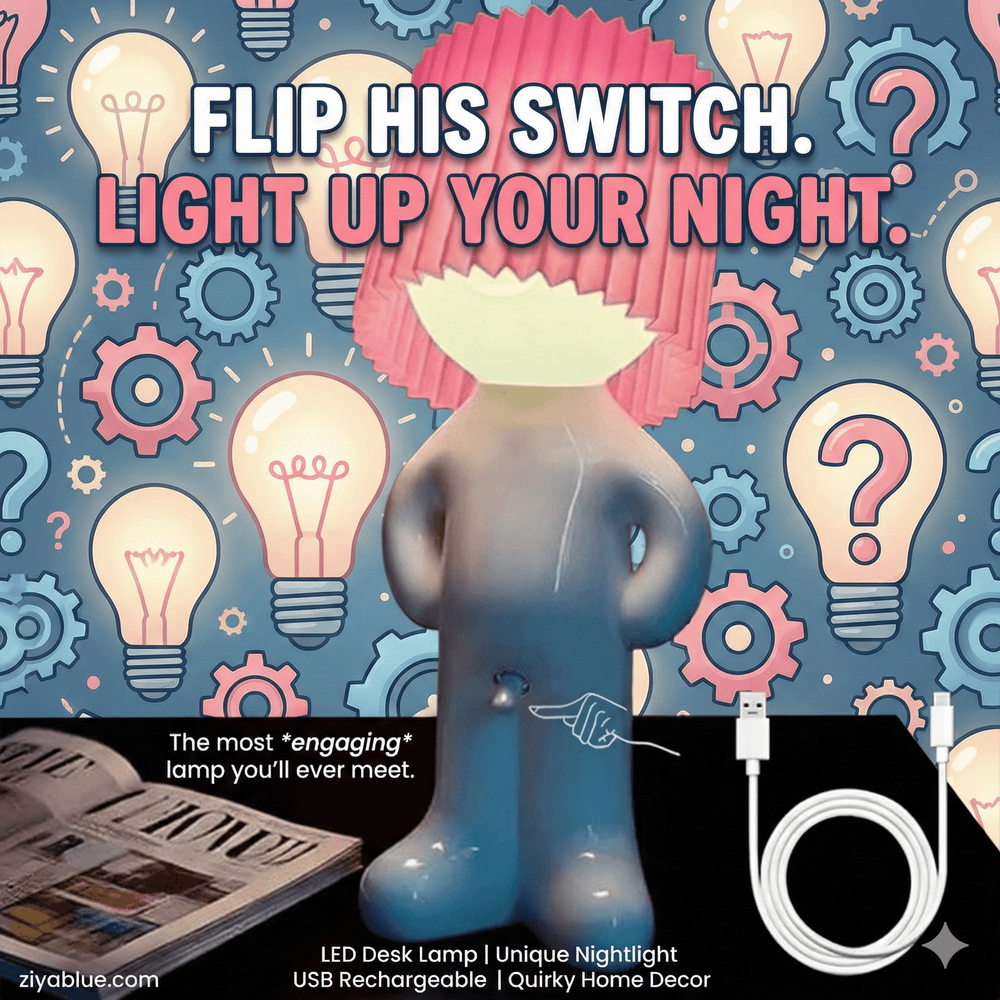 Funny Boy Table Lamp - Naughty Novelty Night Light 🍑 - Ziya Blue