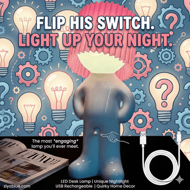 Funny Boy Table Lamp - Naughty Novelty Night Light 🍑 - Ziya Blue