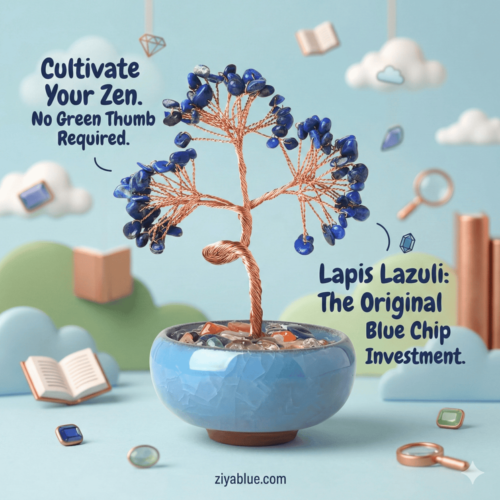 Gemstone Bonsai Tree | Chakra Healing Crystal Tree | 10 - 12cm Tree of Life - Ziya Blue