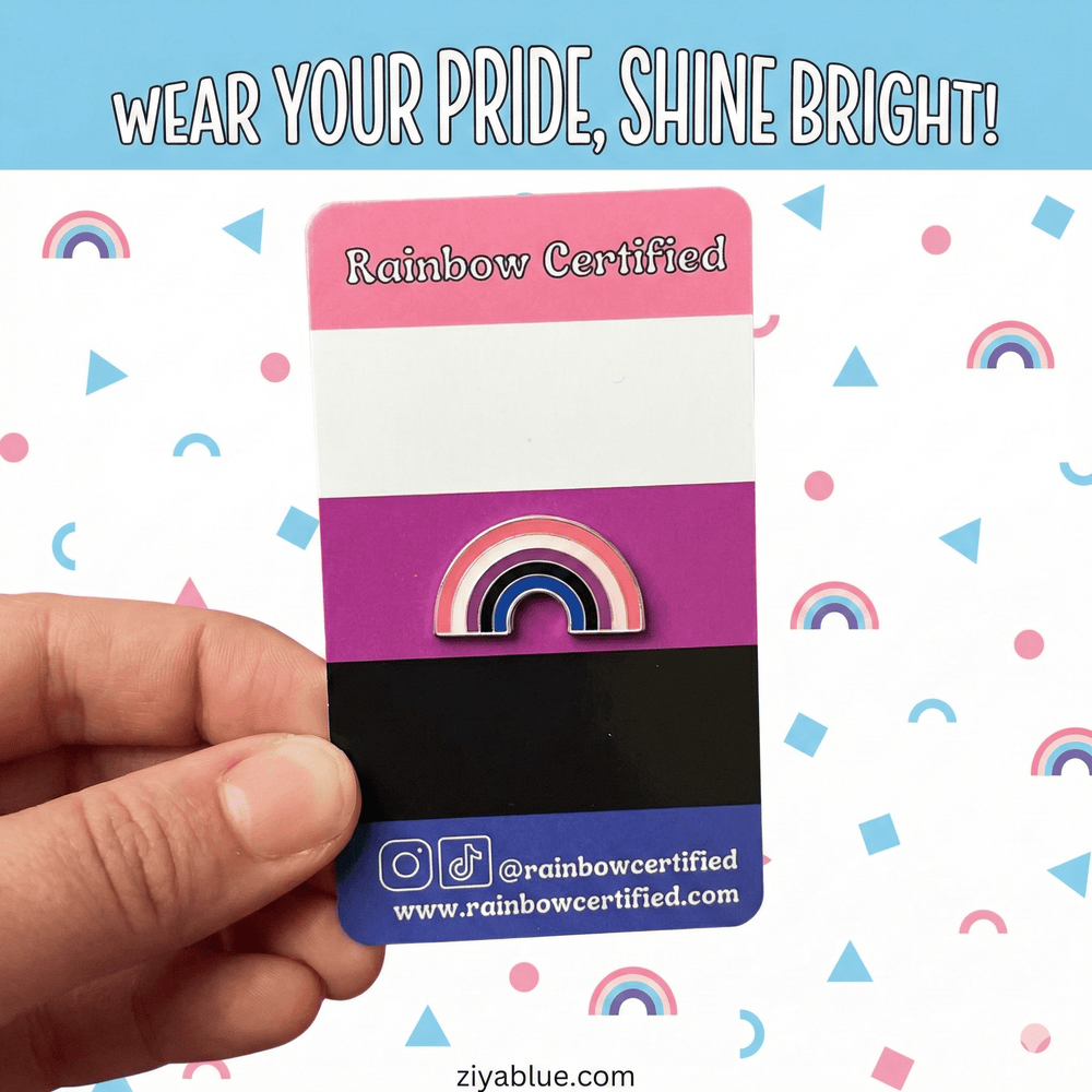 Genderfluid Pride Flag Rainbow Pin - Ziya Blue