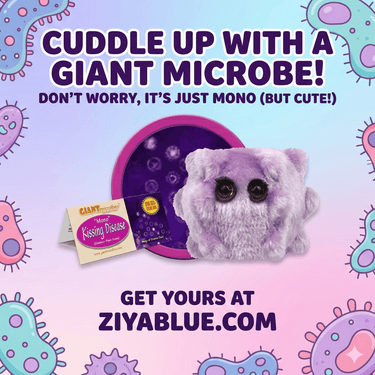 GIANTmicrobes Kissing Disease (Mono) Plush | 5 - 7" Epstein - Barr Viral Toy - Ziya Blue