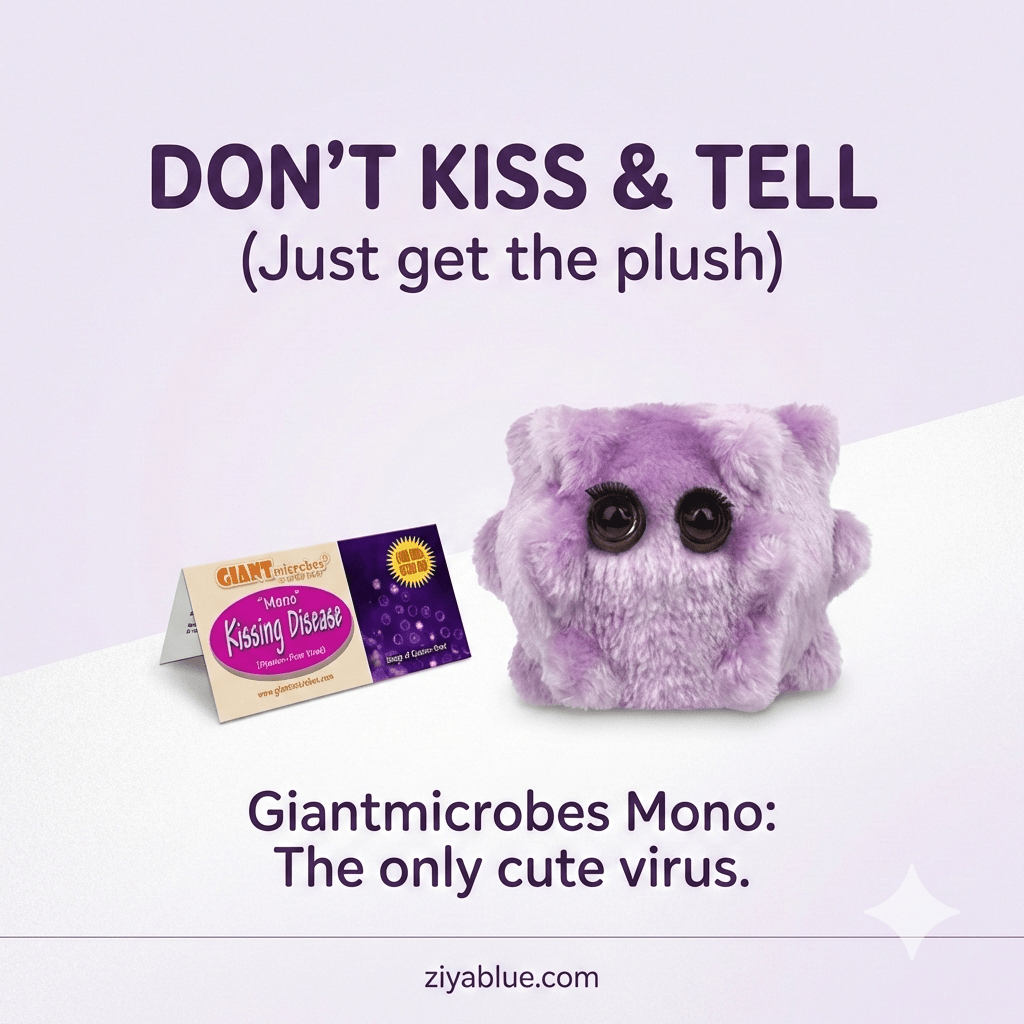 GIANTmicrobes Kissing Disease (Mono) Plush | 5 - 7" Epstein - Barr Viral Toy - Ziya Blue