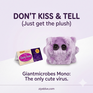 GIANTmicrobes Kissing Disease (Mono) Plush | 5 - 7" Epstein - Barr Viral Toy - Ziya Blue
