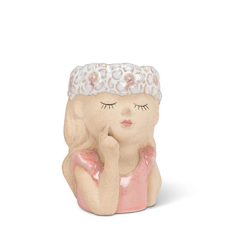 Girl with Flowers in Her Hair Planter - Ziya Blue