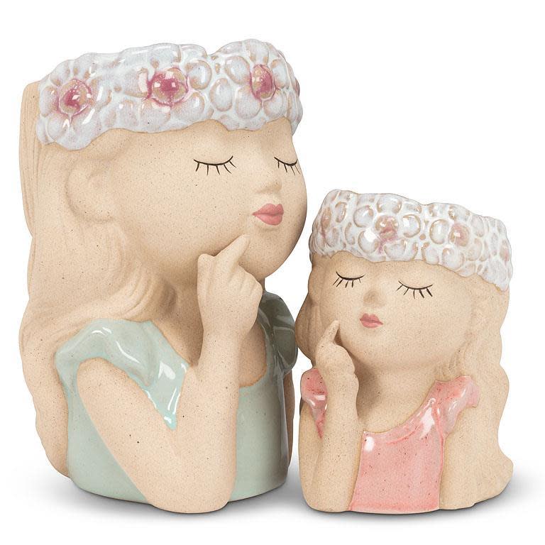 Girl with Flowers in Her Hair Planter - Ziya Blue