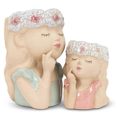 Girl with Flowers in Her Hair Planter - Ziya Blue