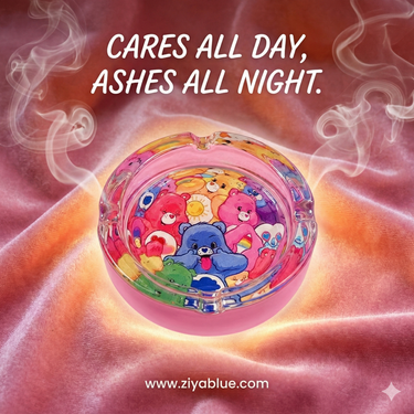 Glass Ashtray - Emotional Support Bears - Ziya Blue