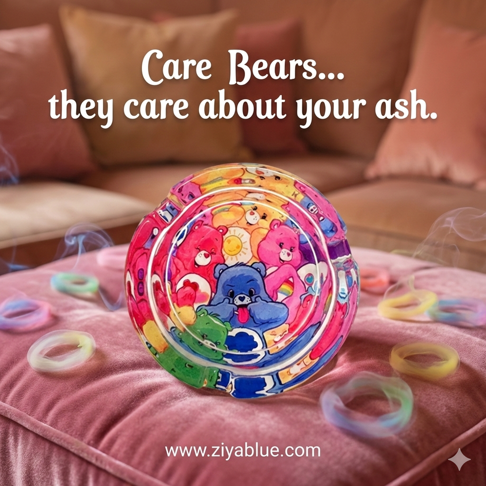 Glass Ashtray - Emotional Support Bears - Ziya Blue