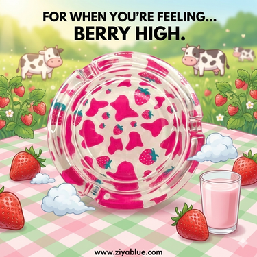 Glass Ashtray Strawberry Milk - Ziya Blue