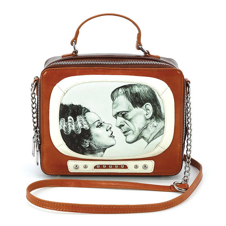 Glow - in - the - Dark Frankenstein & Bride TV Bag 🎃📺 - Ziya Blue
