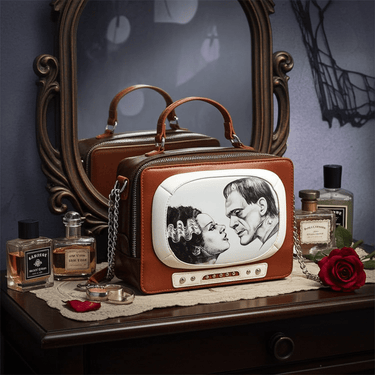 Glow - in - the - Dark Frankenstein & Bride TV Bag 🎃📺 - Ziya Blue