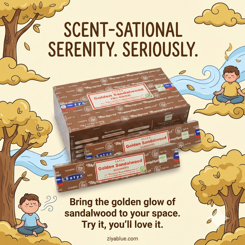 Golden Sandalwood Incense Sticks (15 g) 🌼✨ - Ziya Blue