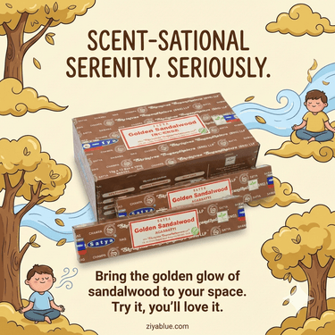 Golden Sandalwood Incense Sticks (15 g) 🌼✨ - Ziya Blue