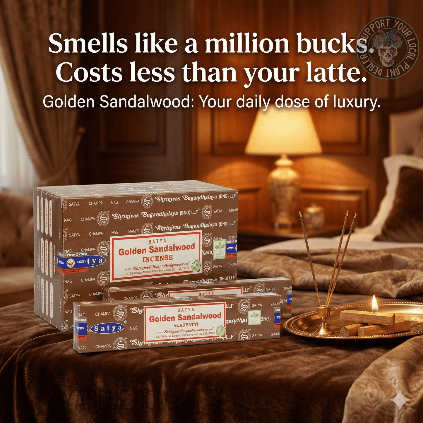 Golden Sandalwood Incense Sticks (15 g) 🌼✨ - Ziya Blue