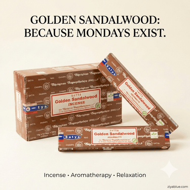 Golden Sandalwood Incense Sticks (15 g) 🌼✨ - Ziya Blue