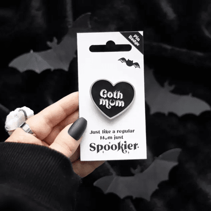 Goth Mum Black Heart Pin - Ziya Blue