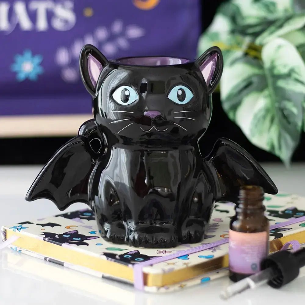 Gothic Bat Cat Oil Burner and Wax Warmer - Ziya Blue