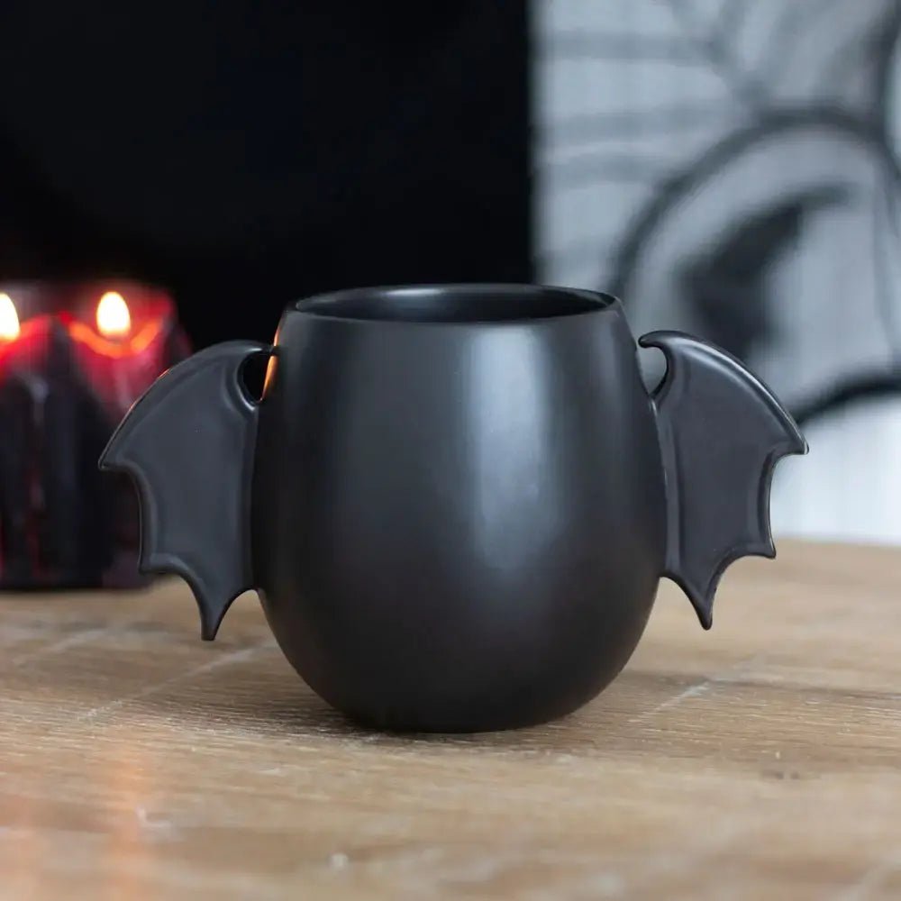 Gothic Bat Wing Rounded Halloween Mug - Ziya Blue
