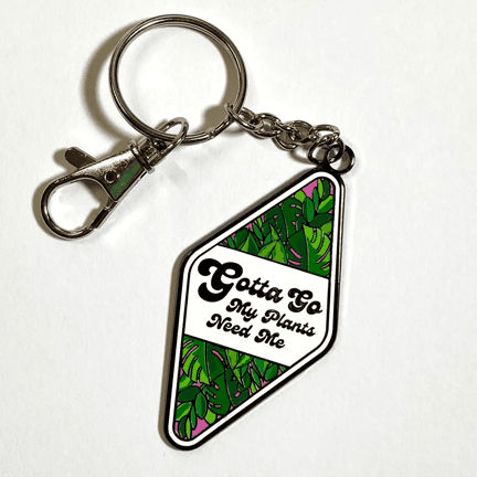 "Gotta Go, My Plant Need Me" Enamel Keychain - Ziya Blue