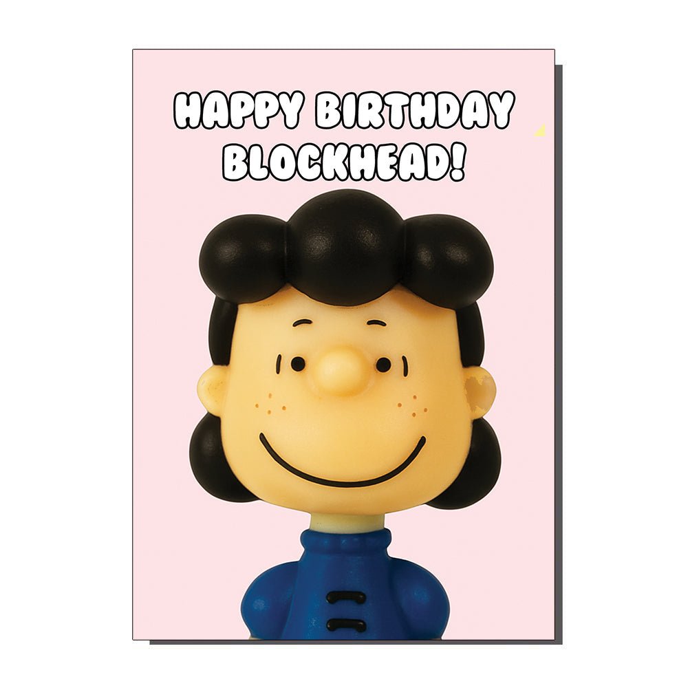 Happy Birthday Blockhead Peanuts Greeting Card - Ziya Blue