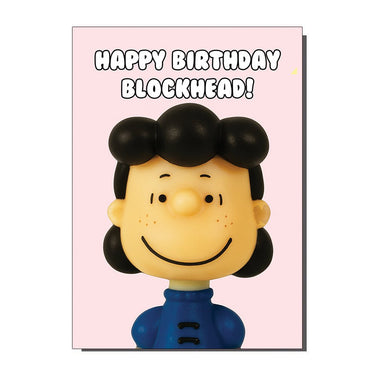 Happy Birthday Blockhead Peanuts Greeting Card - Ziya Blue