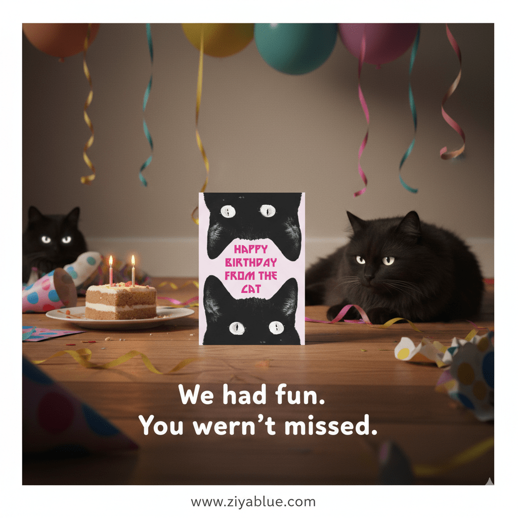 Happy Birthday from the Cat Card - Ziya Blue