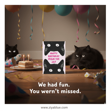 Happy Birthday from the Cat Card - Ziya Blue