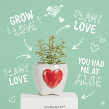 Heart Ceramic Planter — 2.5" Mini with Deep‑Red Heart - Ziya Blue