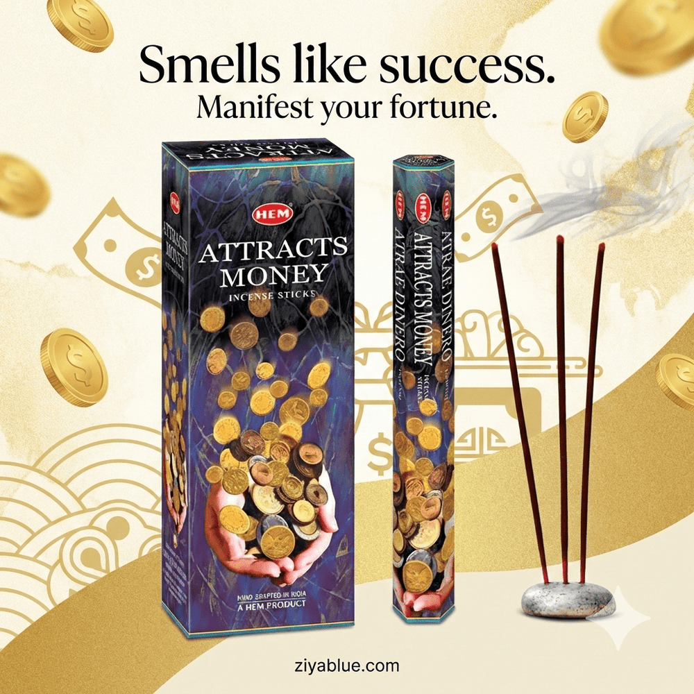 HEM Attracts Money Incense Sticks (10g) | Prosperity & Abundance Agarbathi 💰✨ - Ziya Blue