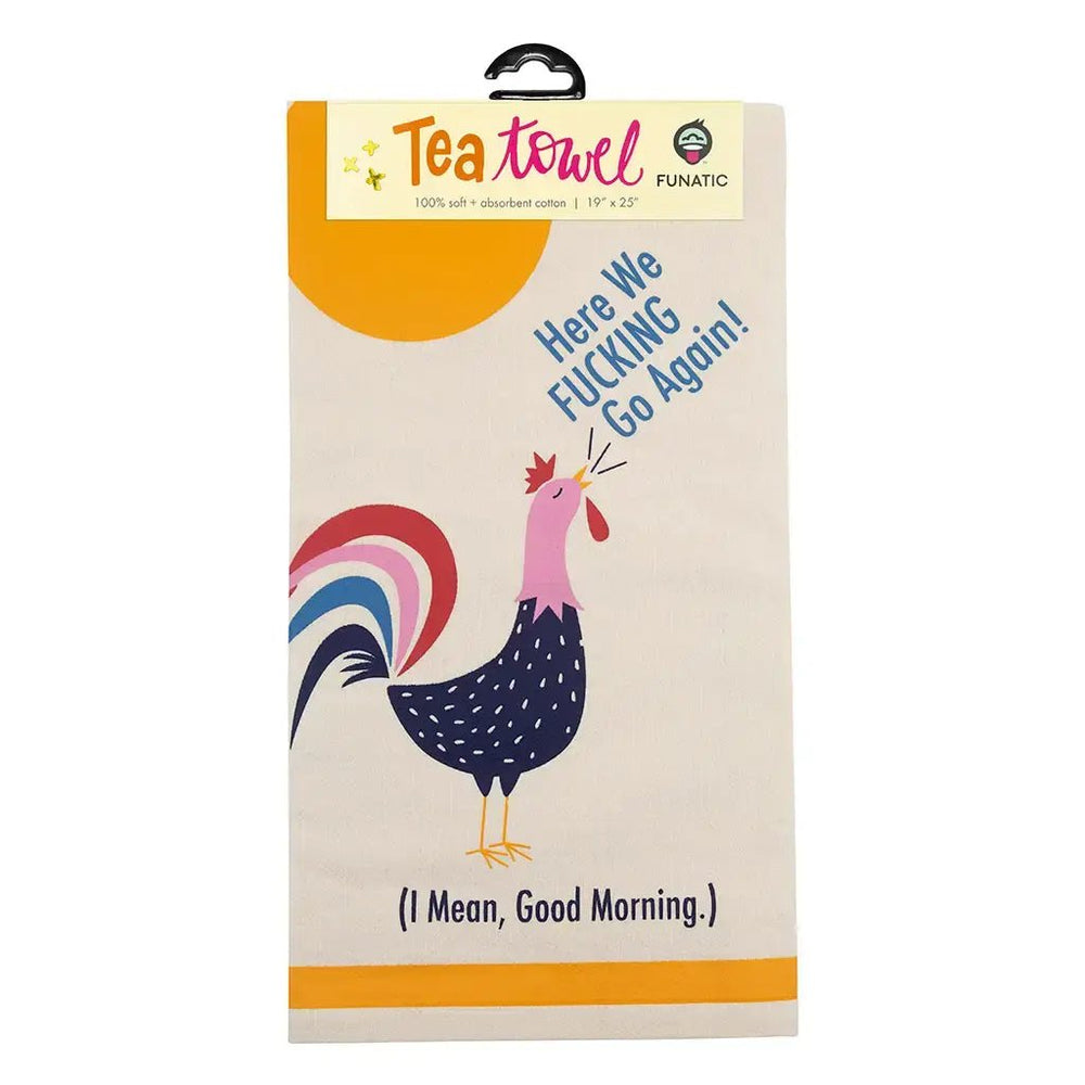 Here We Fucking Go Again Tea Towel - Ziya Blue