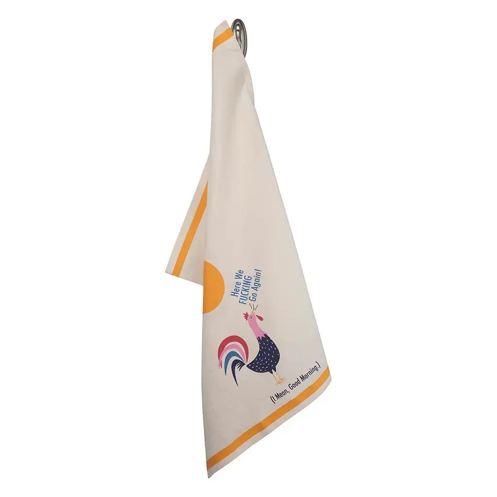 Here We Fucking Go Again Tea Towel - Ziya Blue